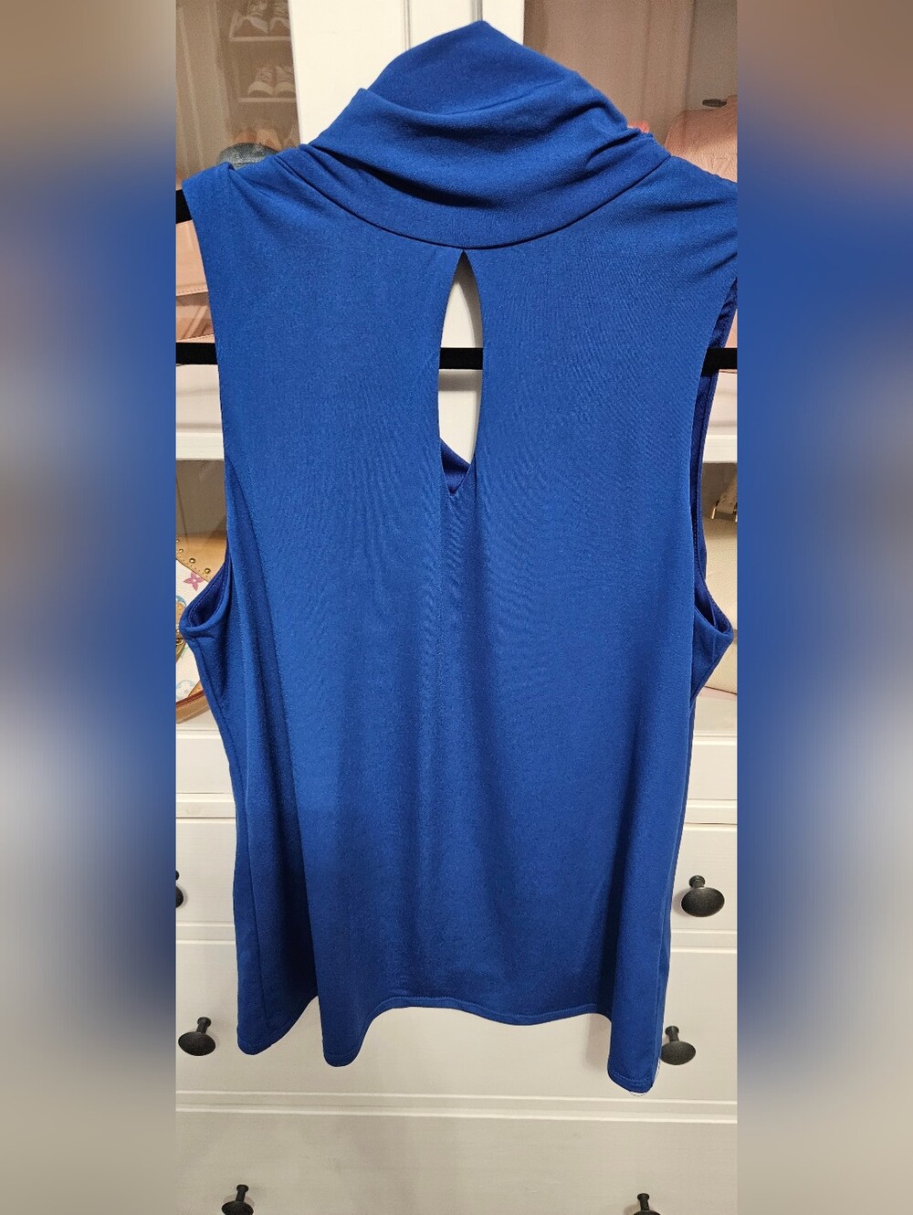 Suzy Shier Royal Blue Sleeveless Tank with Front Keyhole